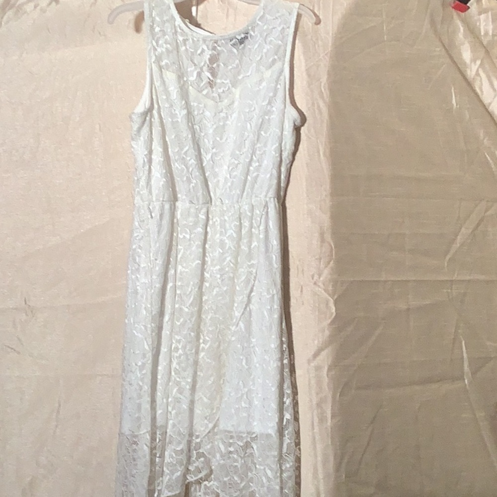 As U Wish Cream Sleeveless High Low Sundress
